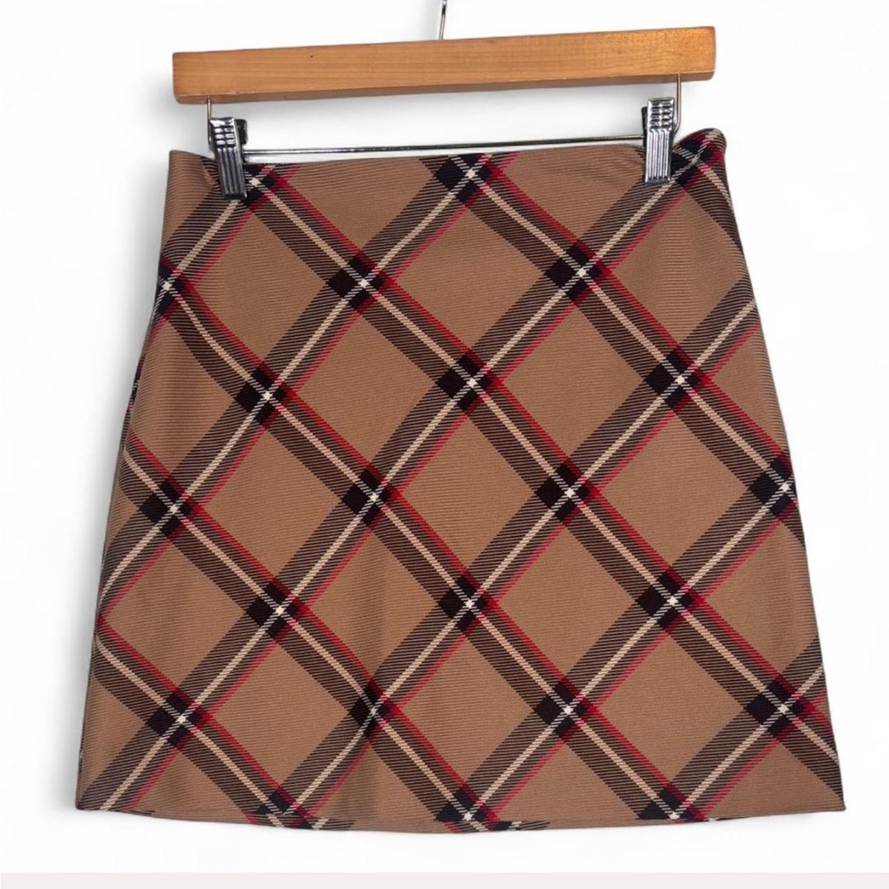 H&M Brown Plaid A-Line Mini Skirt | Size 6